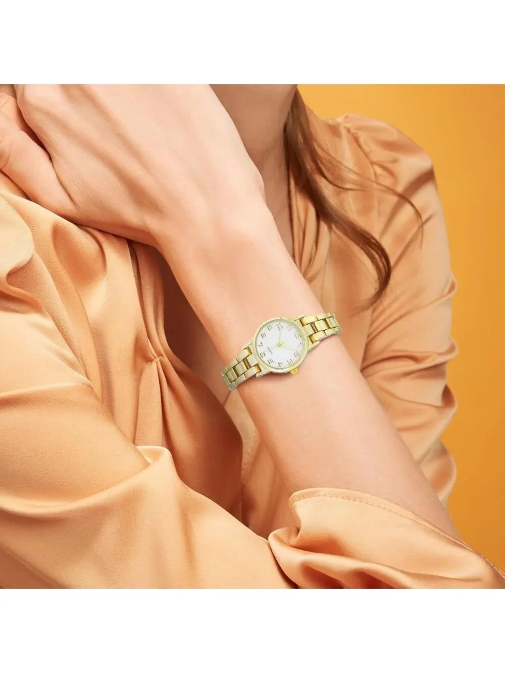 Womens Gold White Analog Quartz Relogio Feminino Waterproof Bracelet Wrist Watch